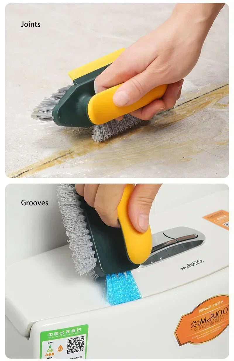 3-In-1 Multi-Function Cleaning Brush Hard Bristle Scrub Brush With Gap Brush T-Handle Grout Cleaner For Bathroom Kitchen Window