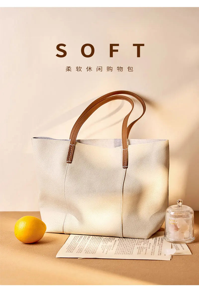 100% Genuine Leather Women's Tote Bags Luxury Designer Large Capacity Women Shoulder Bag Soft Cowhide Female Handbags 2378
