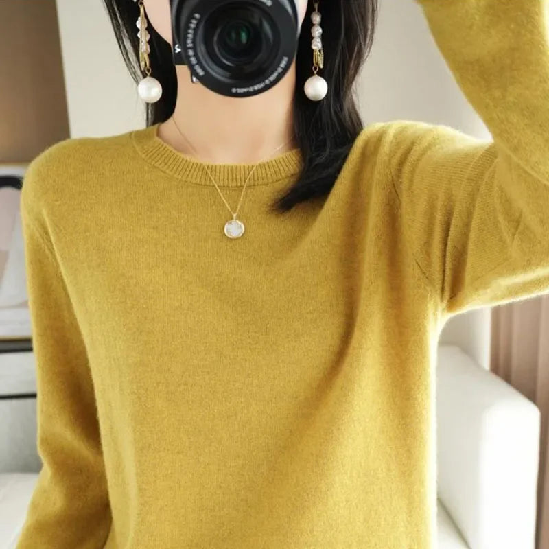 Women Sweater O-neck Autumn Winter Basic Pullover Warm Casual Pulls Jumpers Korean Fashion Spring Knitwear Bottoming Shirt 2025