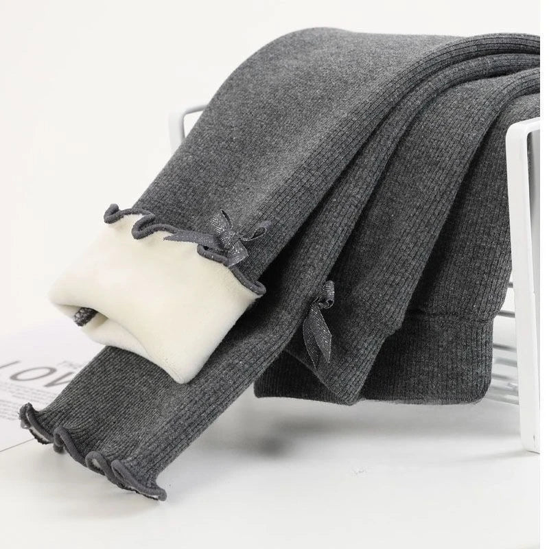 Autumn Winter Sweet Girls Legging Pants Kids Thick Warm Trousers Winter Warm Plush Trousers Elastic Waist Leggings Kids Pants