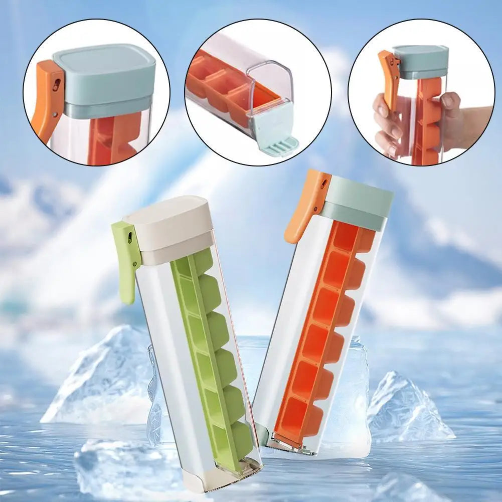 Food Grade Silicone Ice Cube Mold with One‑Press Storage Box Whiskey Ice Cube Maker for Home Bar Kitchen Tools