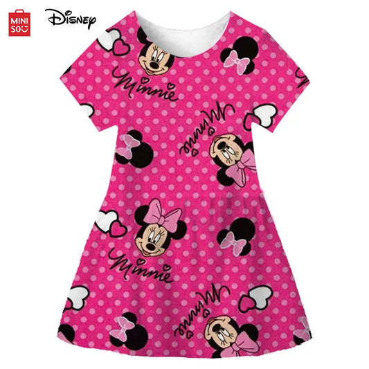 Minnie Mouse Dress Girls Dress 2024 Summer New Girls Round Neck Sleeveless Minnie Cartoon Minnie Mouse Dress 1 2 3 4 5 6 7-10Y