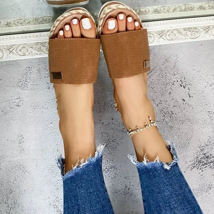 Womens High Heel Sandals Ladies Thick Bottom Casual Slippers Summer New Wedges Sandals Female Shoes Women Platform Mules Slipper