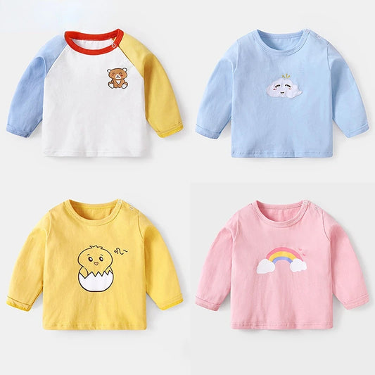 Baby Long Sleeve T-shirt Cotton Baby Top Spring Children's Bottom Shirt Boys and Girls Spring and Autumn Newborn Clothing