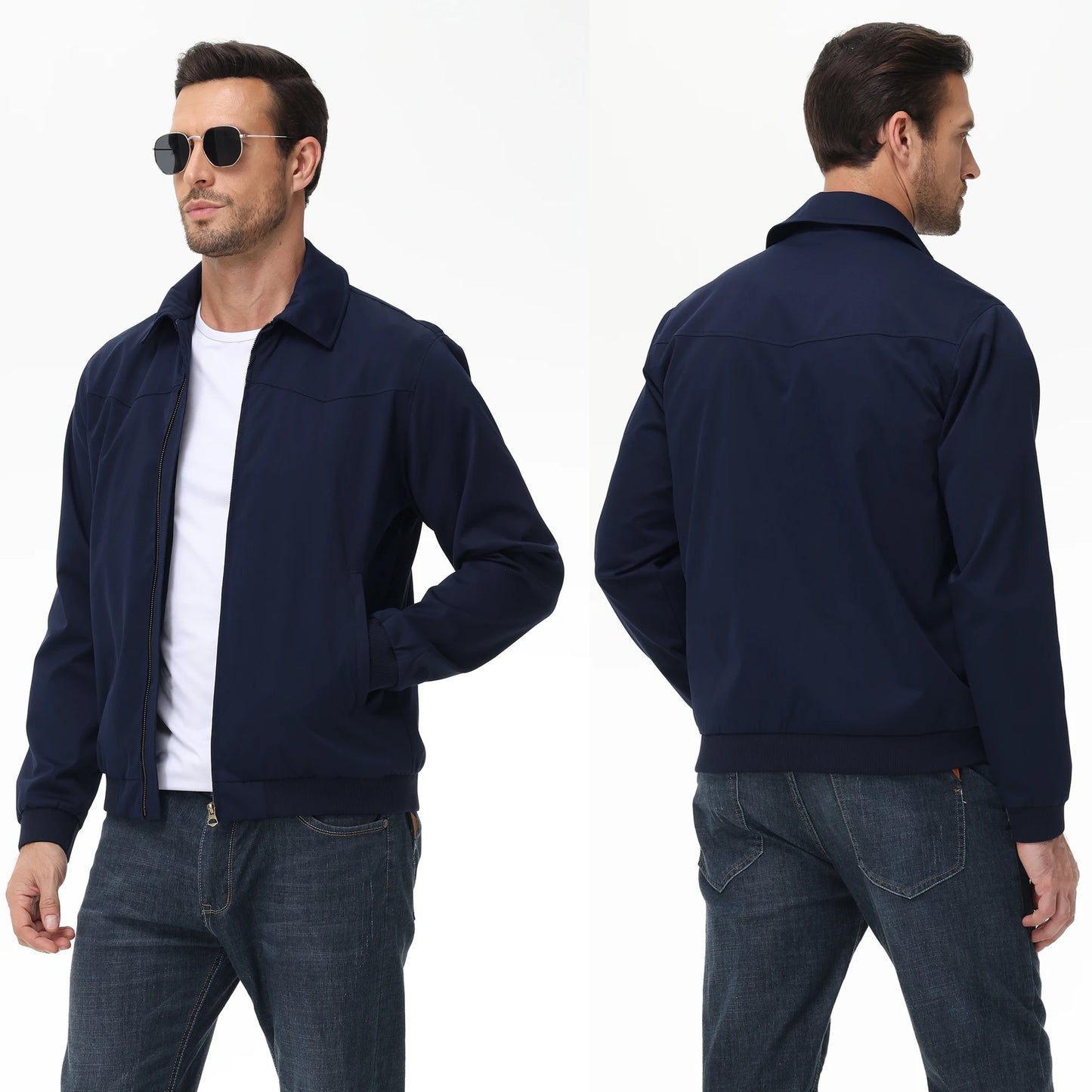 Mens Business Casual Jacket, Windbreaker Waterproof Fashion Coat, Cargo Jacket for Daily Outdoor Travel Autumn Winter