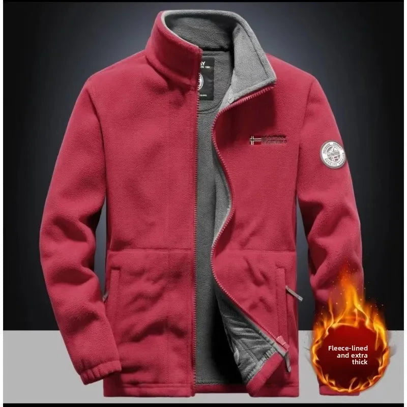 Spring Autumn Men's Outdoor Leisure Fishing Windproof Warm Cashmere Jacket Comfortable Fashionable Windproof Breathable Top