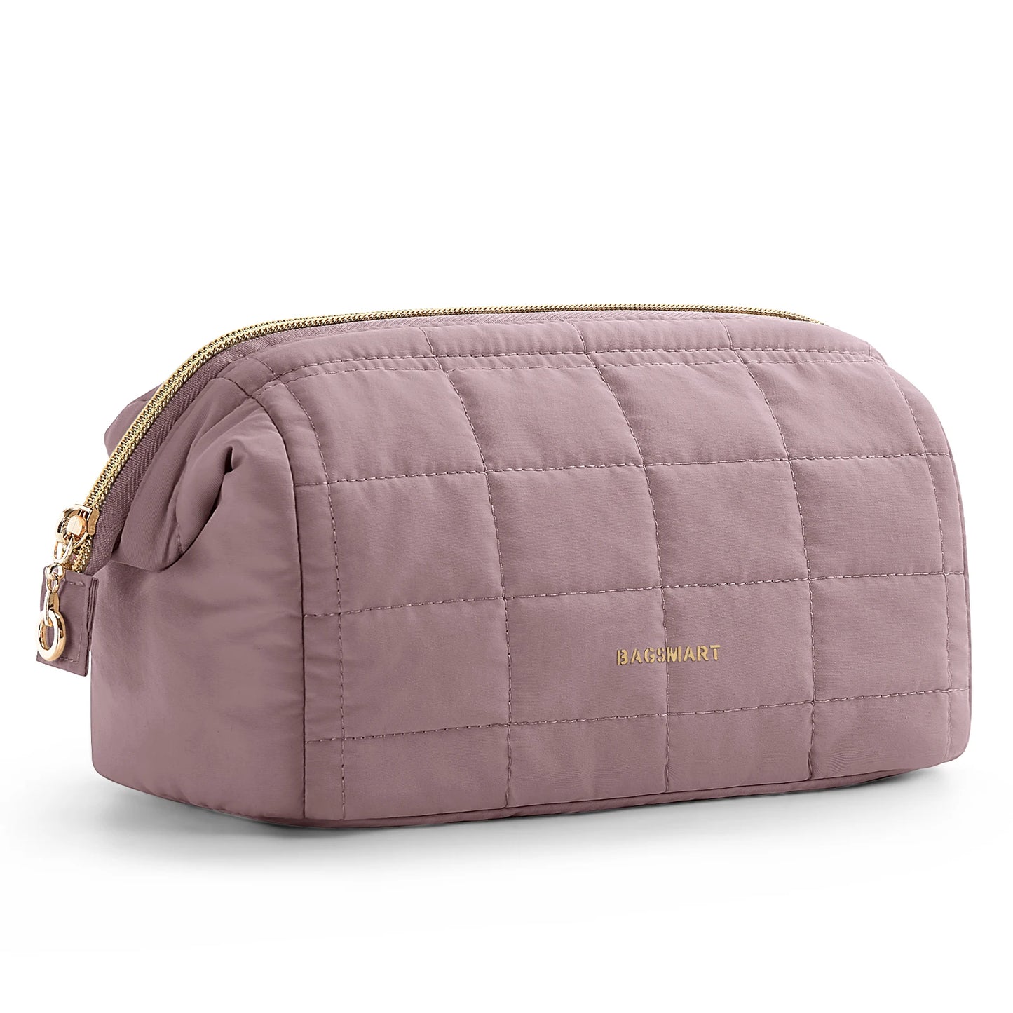 BAGSMART Makeup Bag Puffy Padded Make Up Bags for Women Makeup Organizer Case Wide-open Pouch Toiletry Bag Travel Essentials