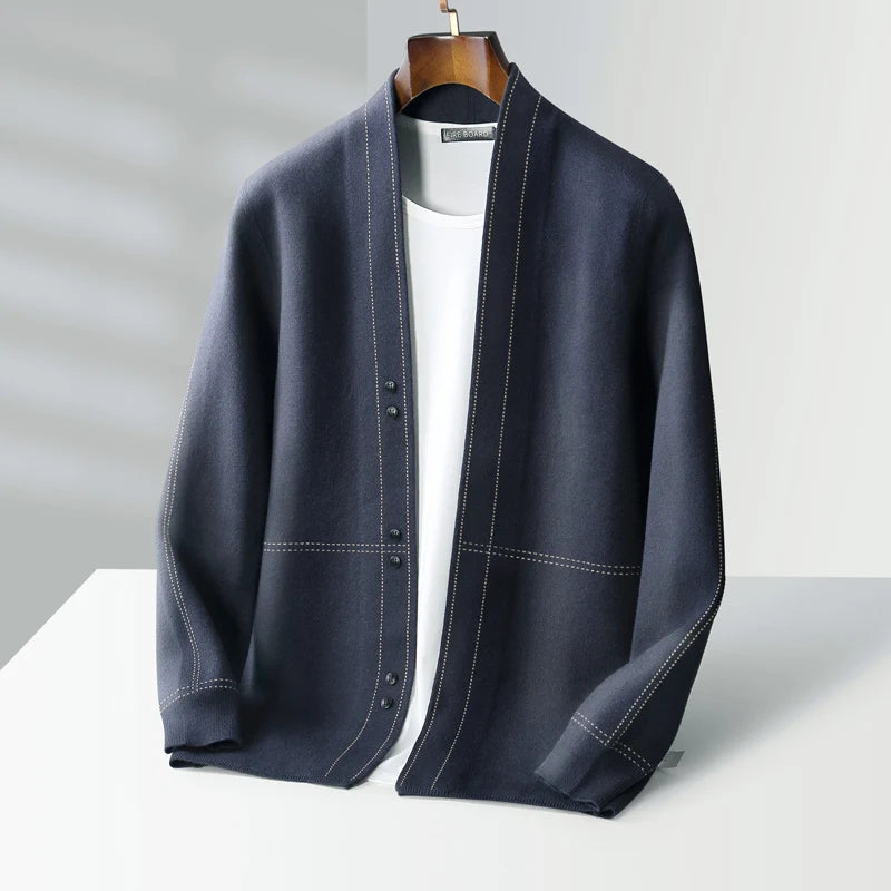 Fall/Winter New Men's Wool Cardigan Jacket Knitted Outer Cashmere Sweater Men's Wear