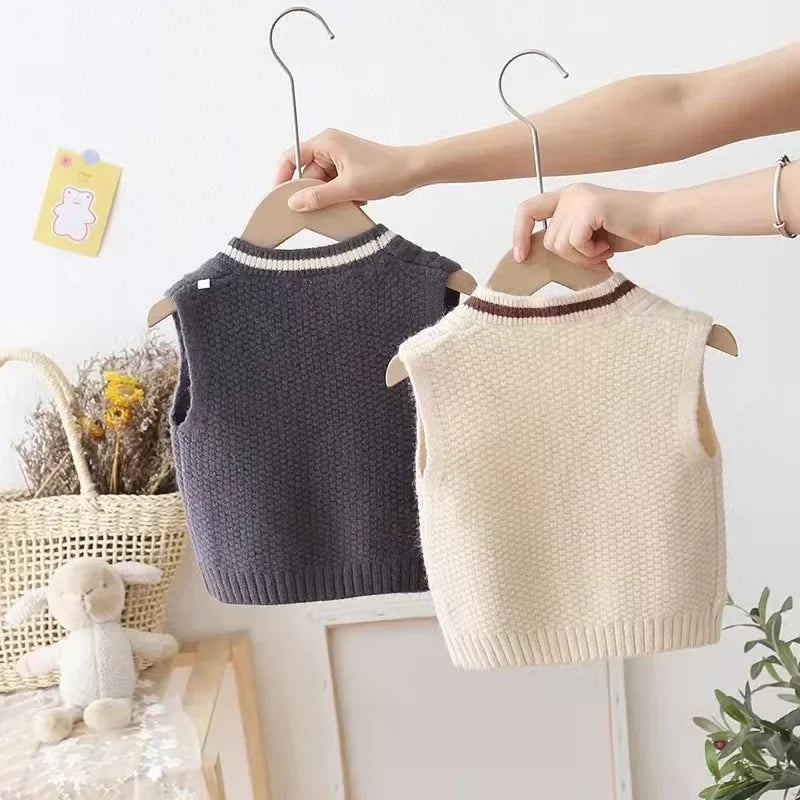 Children's School Uniform Vest Kids Knitted Pullover Outerwear Coat for Toddler Infant Baby Boys Girls 9M-4T Waistcoat GY03101