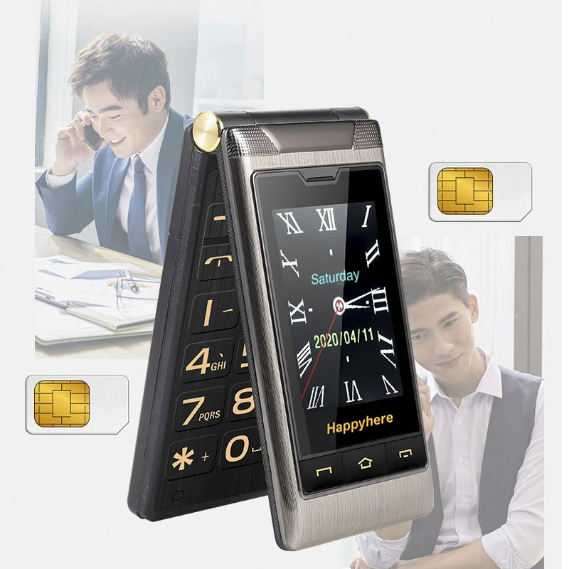 Happyhere F7 flip cell phones 2.8" screen  unlocked celular speed dial SOS FM radio senior Push-button cheap mobile phone