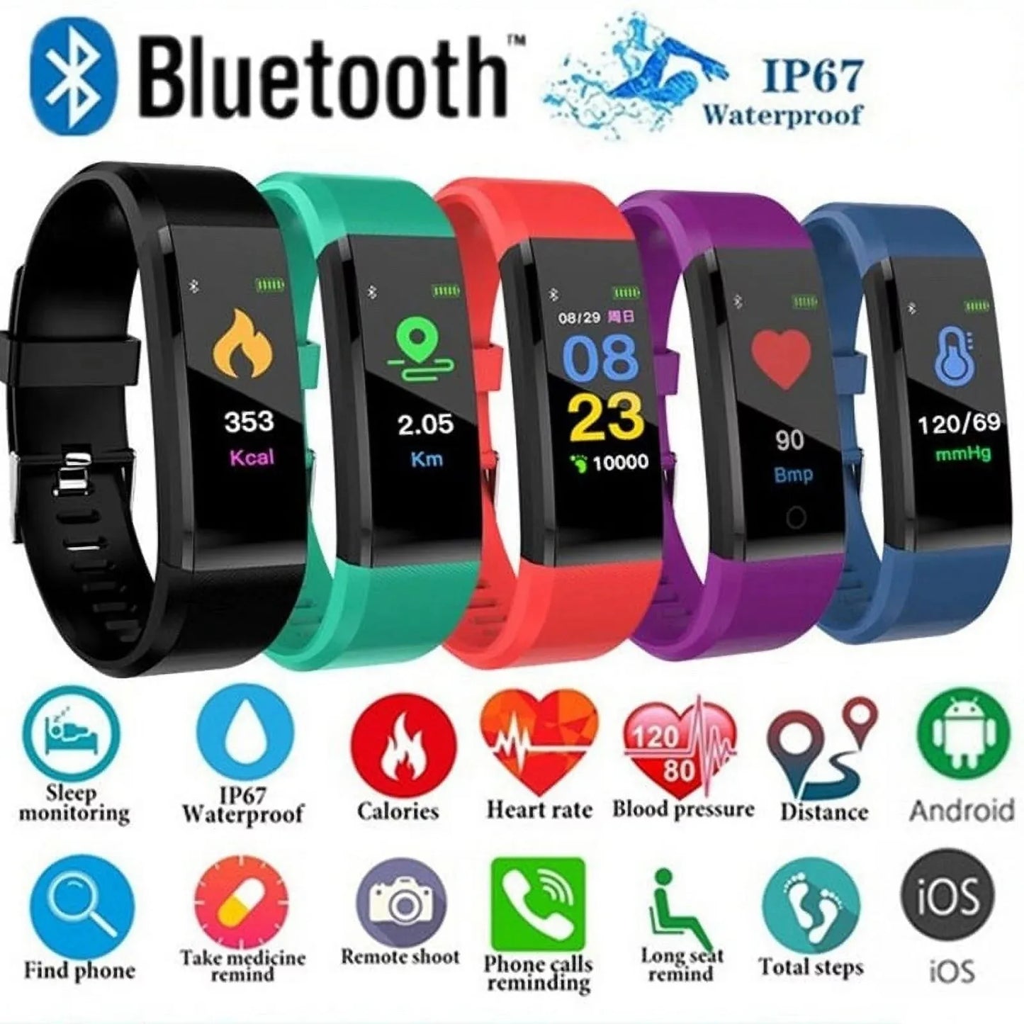 Waterproof Simple Smart Bracelet  Watch For All People