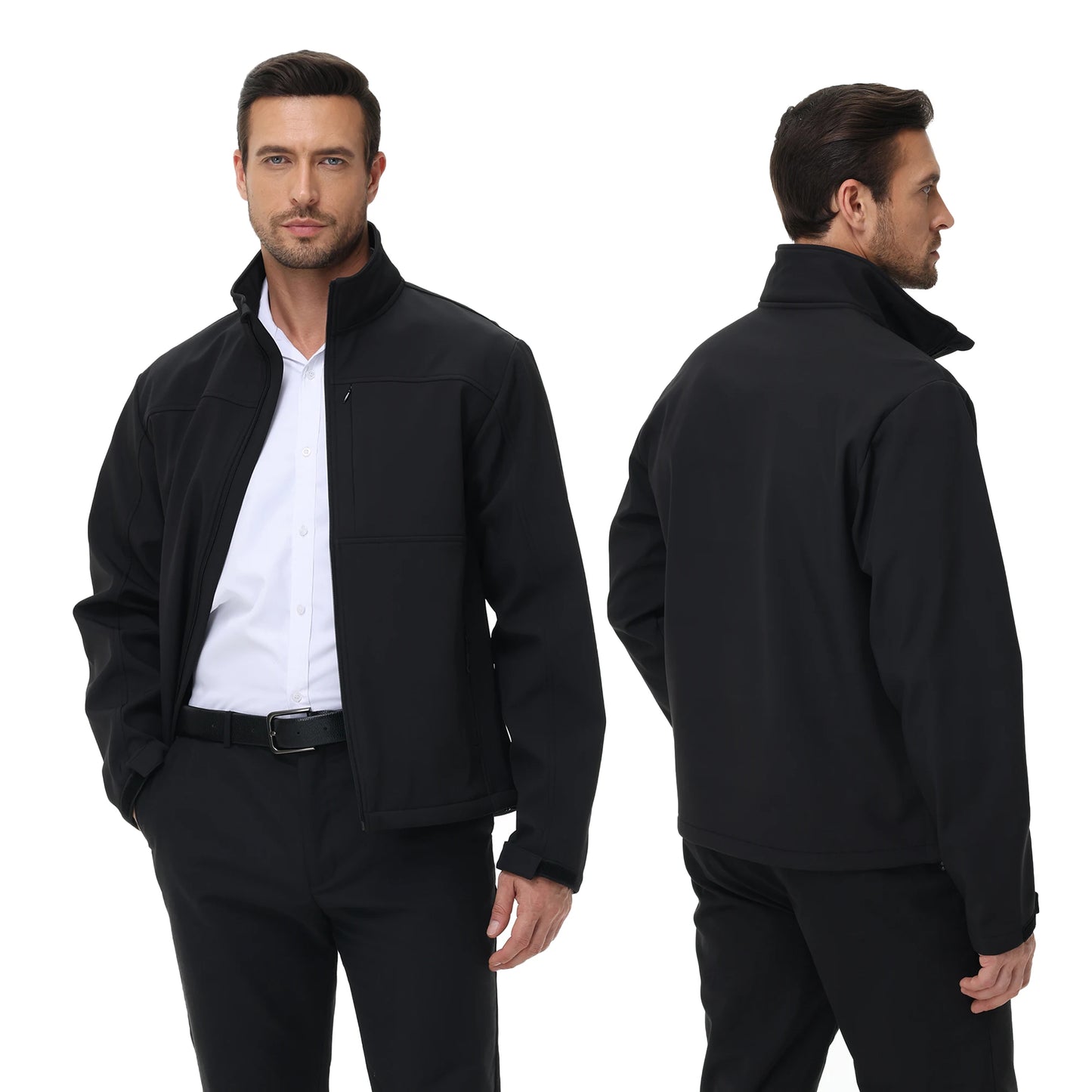 Mens Business Casual Jacket, Windbreaker Waterproof Fashion Coat, Cargo Jacket for Daily Outdoor Travel Autumn Winter