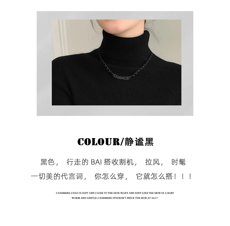 100% pure cashmere sweater women  sweater slim fit sweater versatile for autumn and winter knitted high neck cashmere