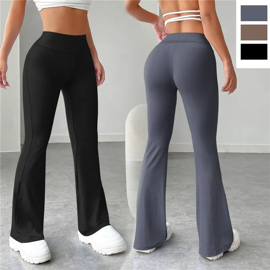 New Flare Leggings Yoga Pants Women High Waist Wide Leg Pants Women Gym Sports Black Flared Pant Plus Size Dance Trousers