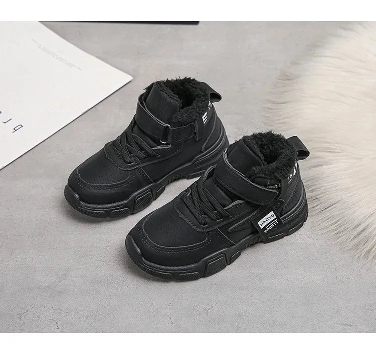 2025 Winter New Children's Boots Boys Plus Cashmere Thicken Warm Snow Boots Girls Fashion Non-slip Outdoor Boots Student Shoes