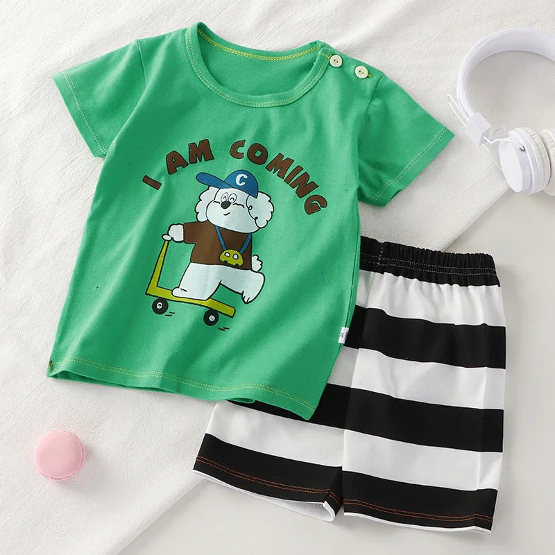 Ropa de bebé, traje de algodón para niñas y niños, dos conjuntos de ropa para bebés, ropa para bebés recién nacidos