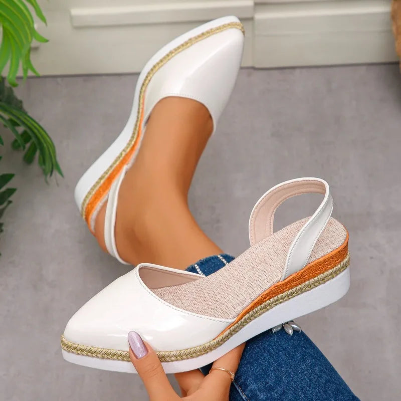 Women's Slingback Sandals 2026 Mid Heels Pointed Toe Closed Toe Sandals Wedge Breathable Casual Comfortable Shoes for Women