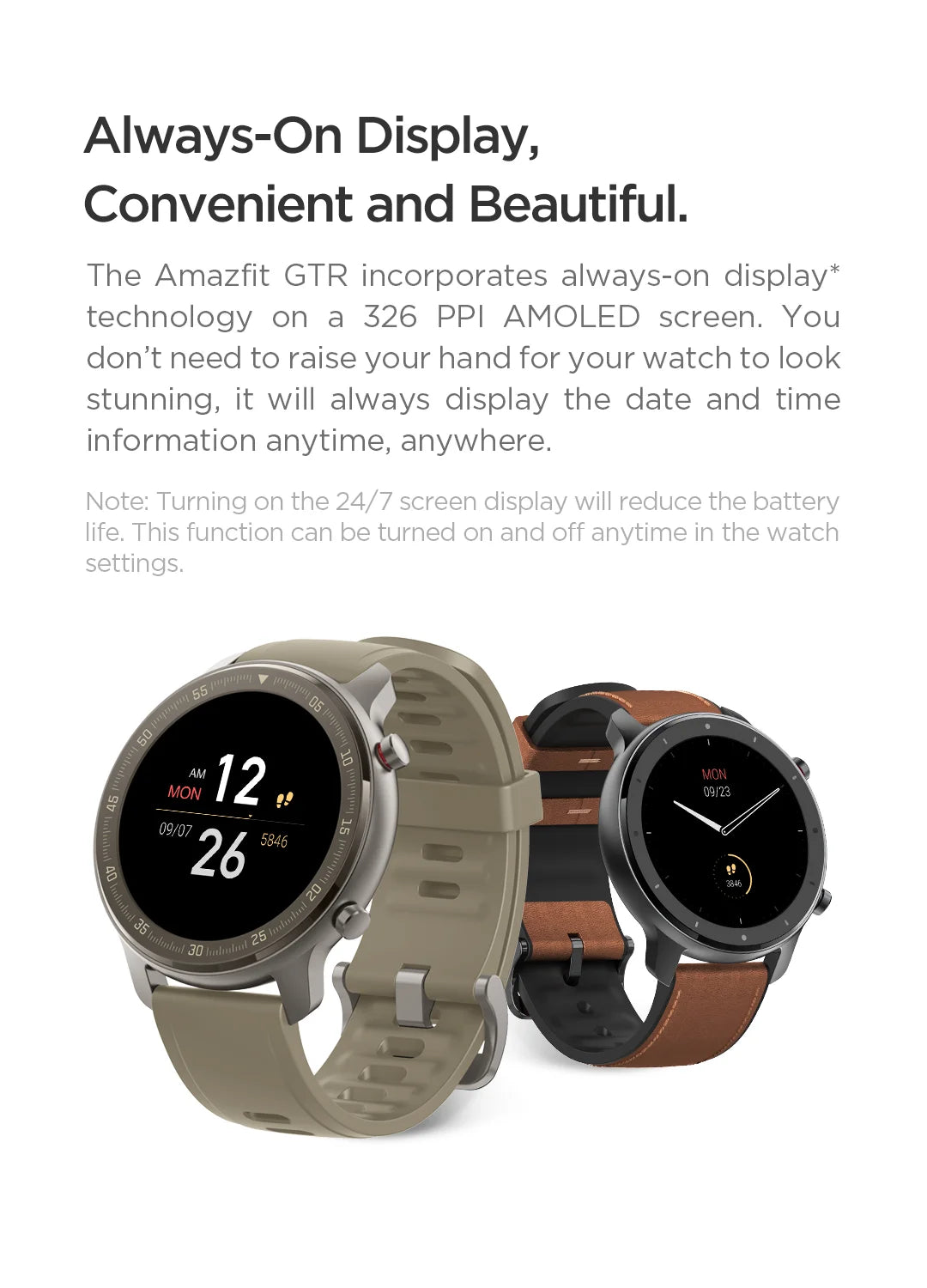 Amazfit Smartwatch GTR 47 5ATM Waterproof Smart Watch Music Control For Android IOS Phone 95 New Used Item No Box