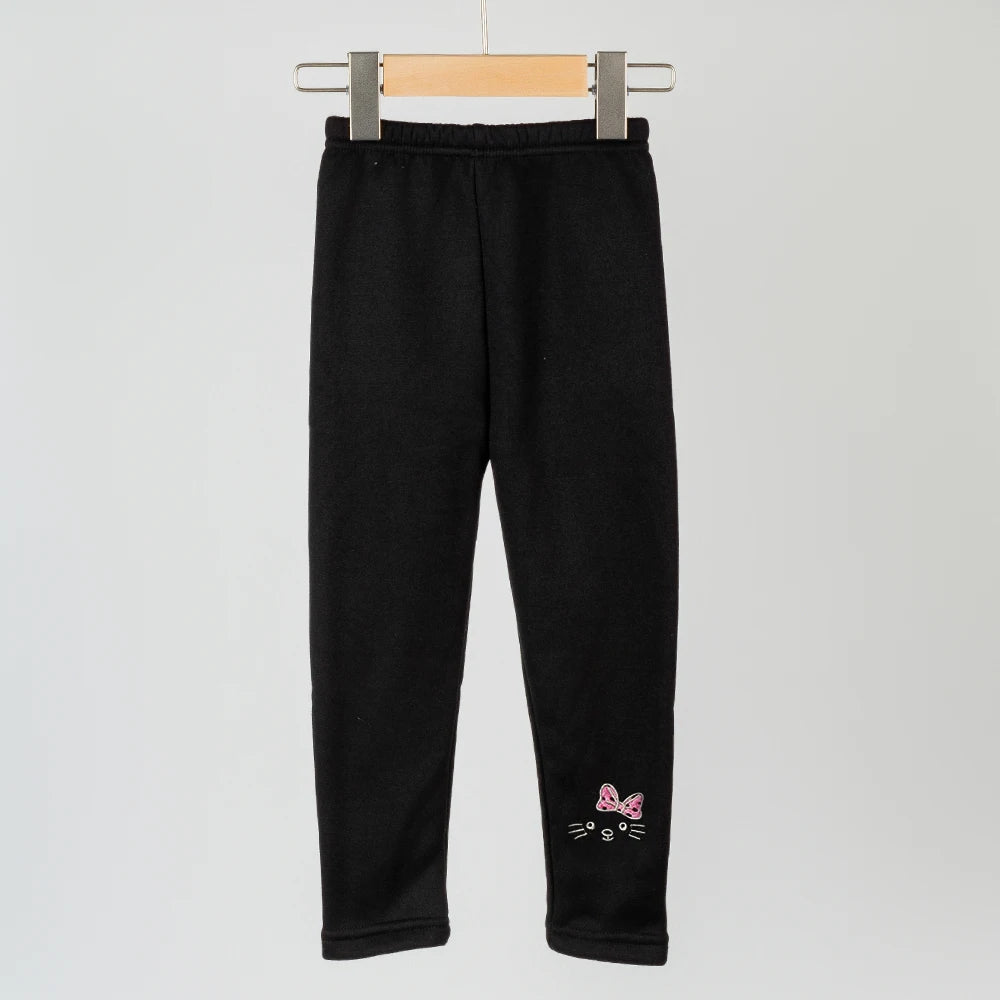 Girls Winter Fleece-lined Leggings Thermal Tights for Outdoor Wear Thickened Warm Pants Multi-Color Cute Patterns