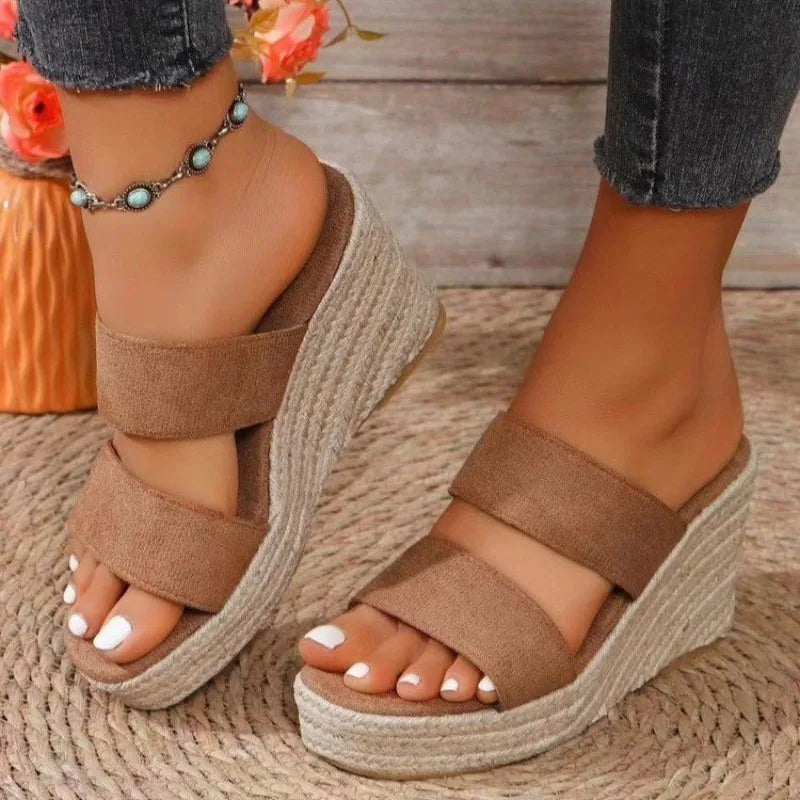 Women's Summer Espadrille Wedge Sandals Double Strap Platform Mules Open Toe Casual High Heel Beach Slides Shoes for Ladies 2026