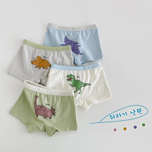 Children's Panties Briefs Boys Cotton Boxer Dinosaur Bear Pattern Baby Kids Underwear 4 Pack