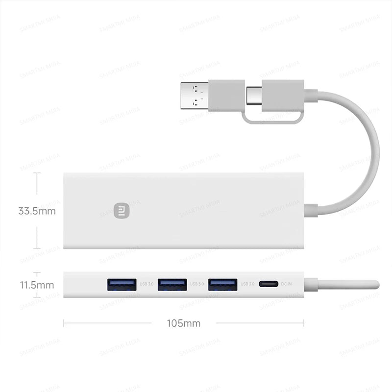 XIAOMI Four-in-one Dual-head Wire Splitter，USB Hub，4 High - Speed USB 3.0 Interface，USB Type - C And USB - A Two-in-one
