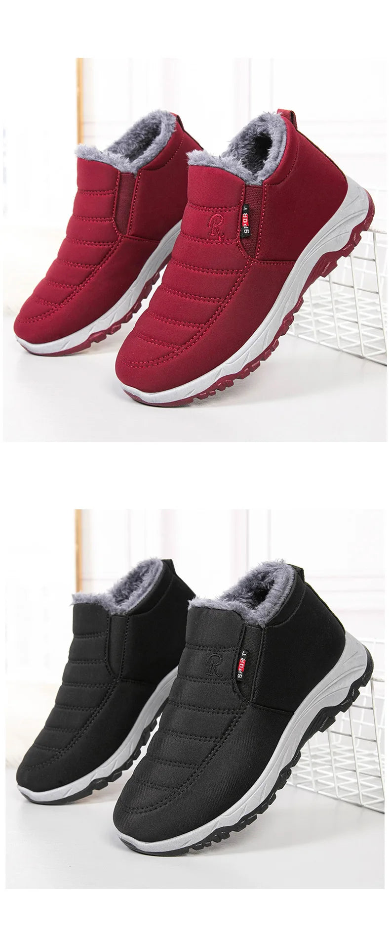 Waterproof Winter Boots for Men's  2025 New Plush Snow Boots Men's Ankle Boots Warm Black Couple Cotton Couples Platform Shoes