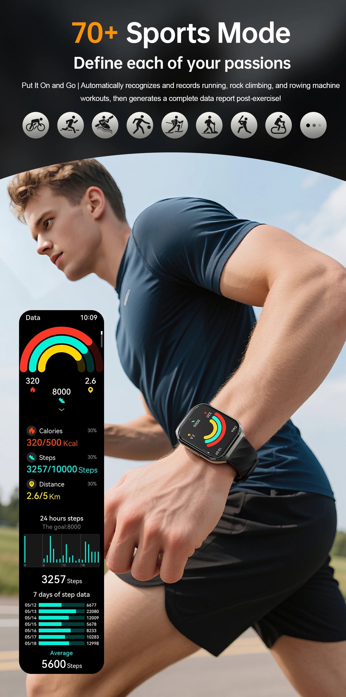 Smart Watch 1.83" IPS HD 3D Curved Screen 1000mAh Bluetooth Call IP68 Outdoor Sports Fitness Watch Men Women