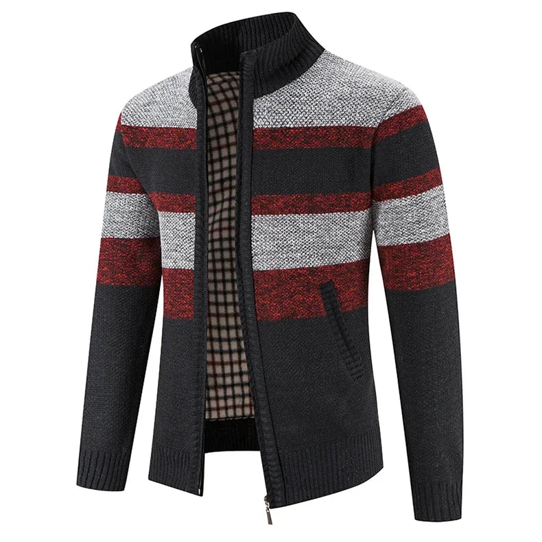 Autumn Winter Sweater Men Warm Cashmere Cotton Blended Pullovers Cardigan Men Fashion Casual Stand Collar Breathable Men Jackets