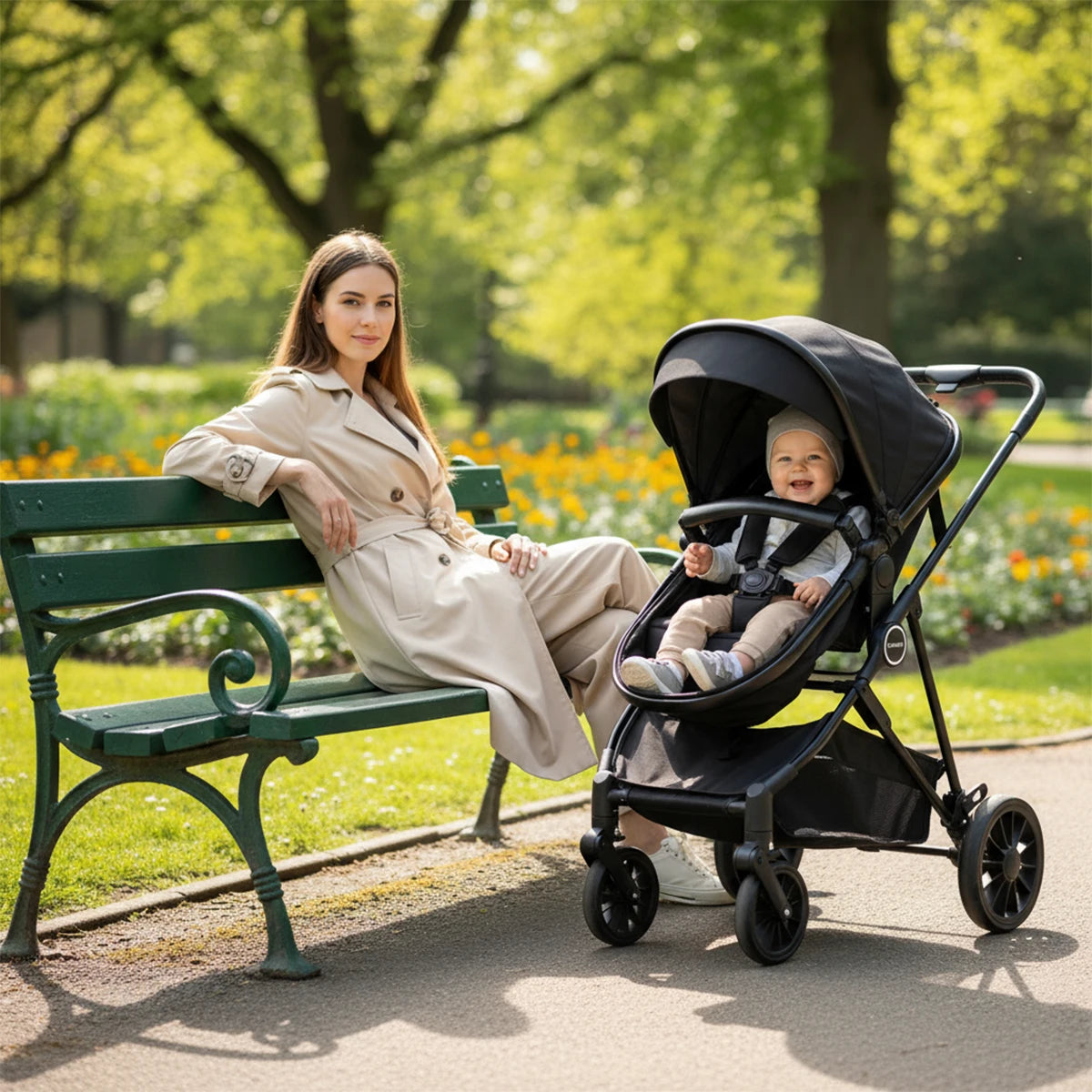 Foldable newborn stroller, Baby Stroller 2-in-1, outdoor camping vehicle, can be pushed in both directions, Christmas gifts