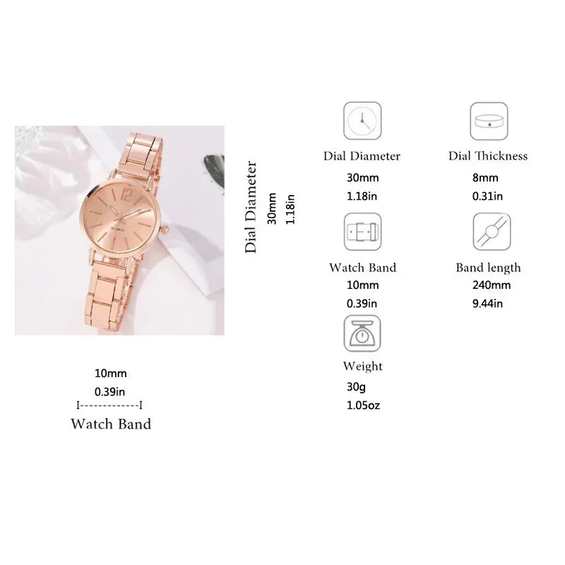 2pcs Set Watch Luxury Women Simple Dial Hollow Strap Fashion Gold Bracelet Quartz Wristwatch Student Ladies Watches Reloj Mujer