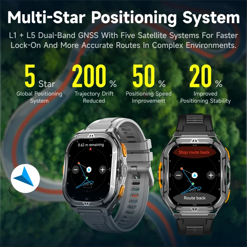 2026 GPS Smart Watch for Men Rugged Outdoor Duan Band Accurate Sports Tracking 7/24 Health Monitoring 1.96" AMOLED Display