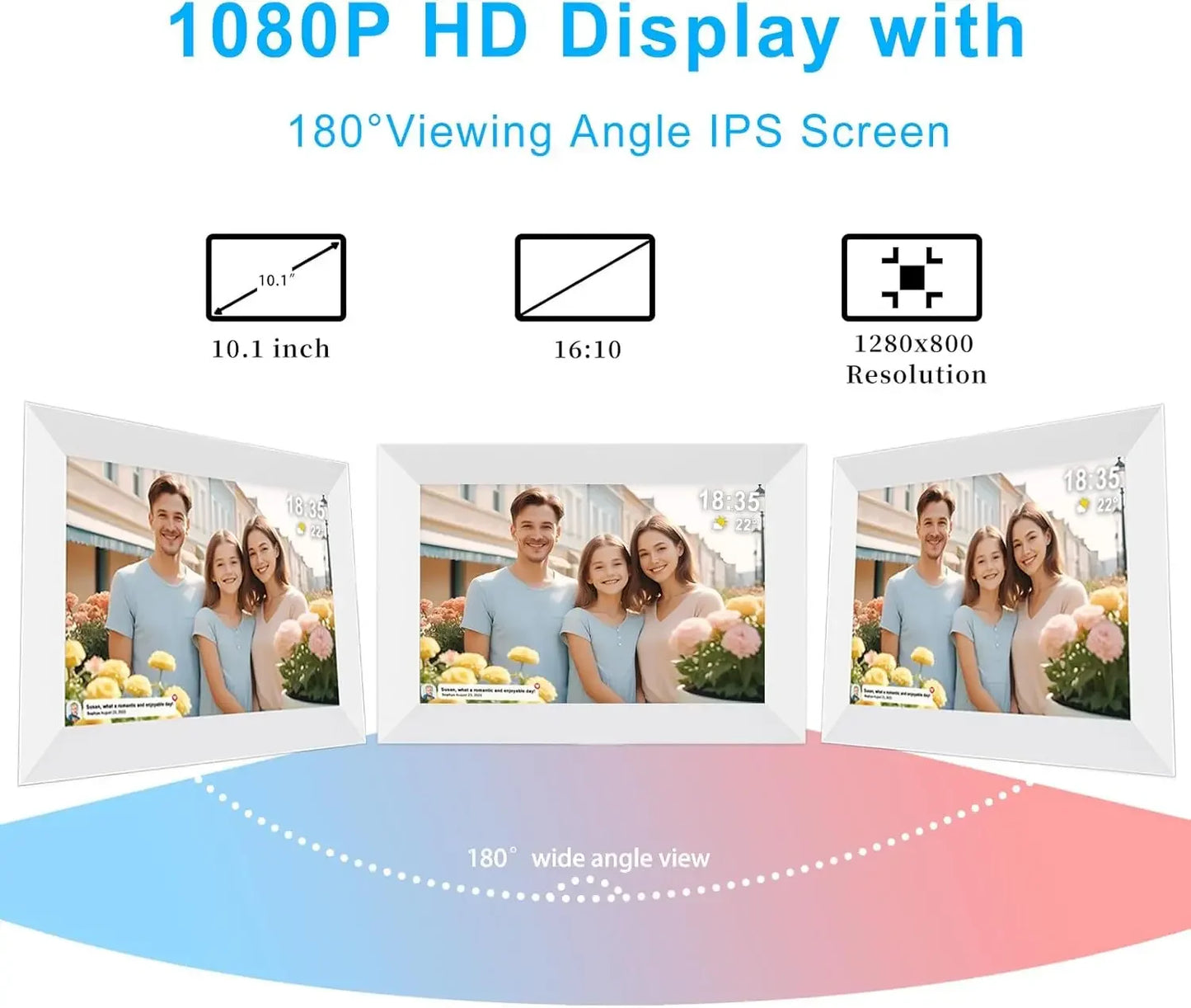 Frameo 10.1 Inch Smart WiFi Photo Frame Digital Picture Frame HD IPS Touch-screen 32 GB