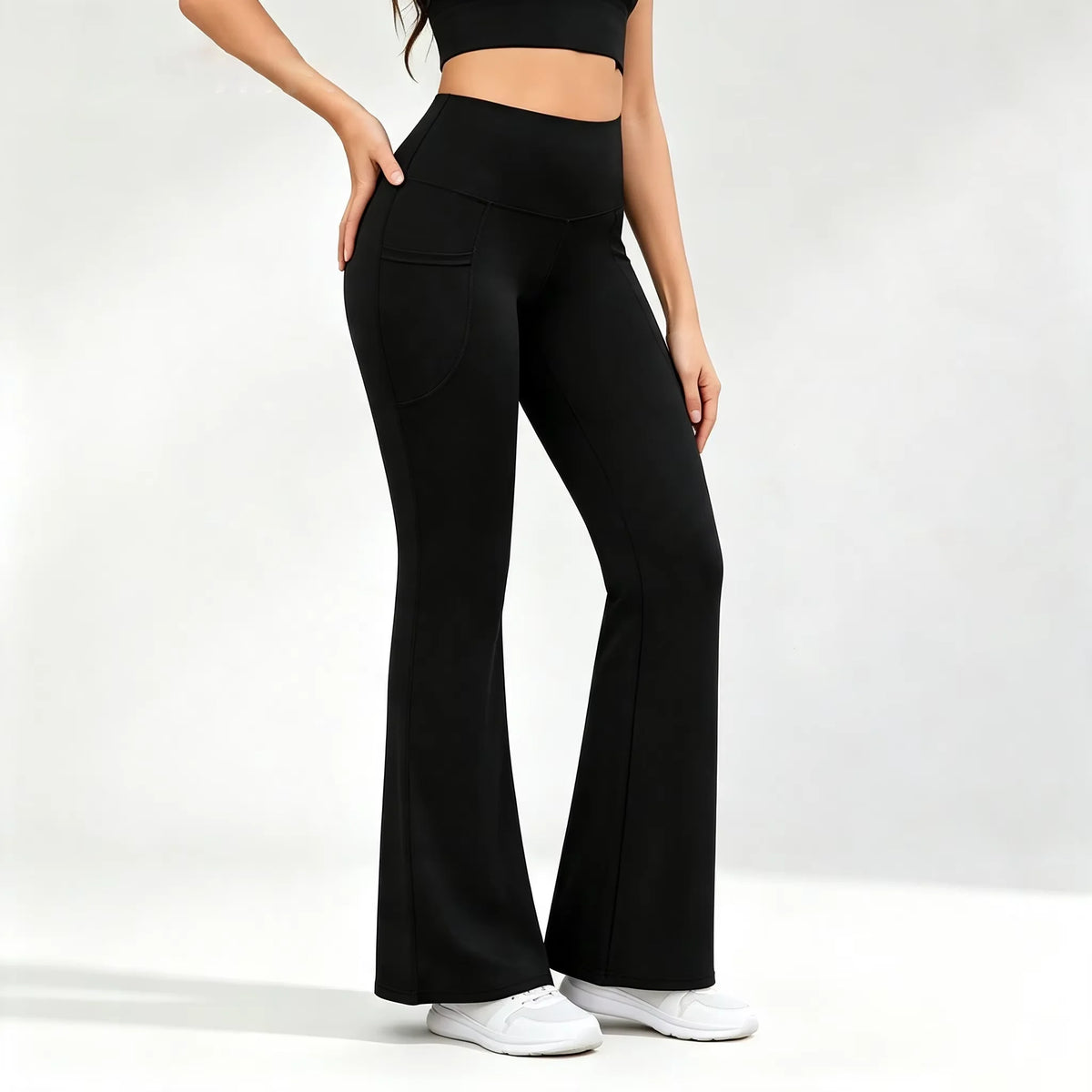 Women Yoga Leggings Flared Pants With Pockets Women High Waist Comfortable Pants Gym Sports Slim Flared Tight Pants Streetwear