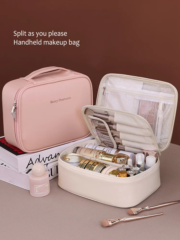 Makeup Bag Women's Cosmetic Bag Double Layer Large Capacity Portable Storage Bag Travel Organizer Waterproof Toiletry Bag