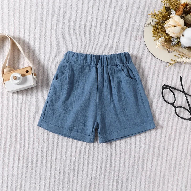 Toddler Baby Boy Girl Shorts Solid Color Elastic Waist Jogger Shorts Pants Newborn Infant Summer Casual Bottoms