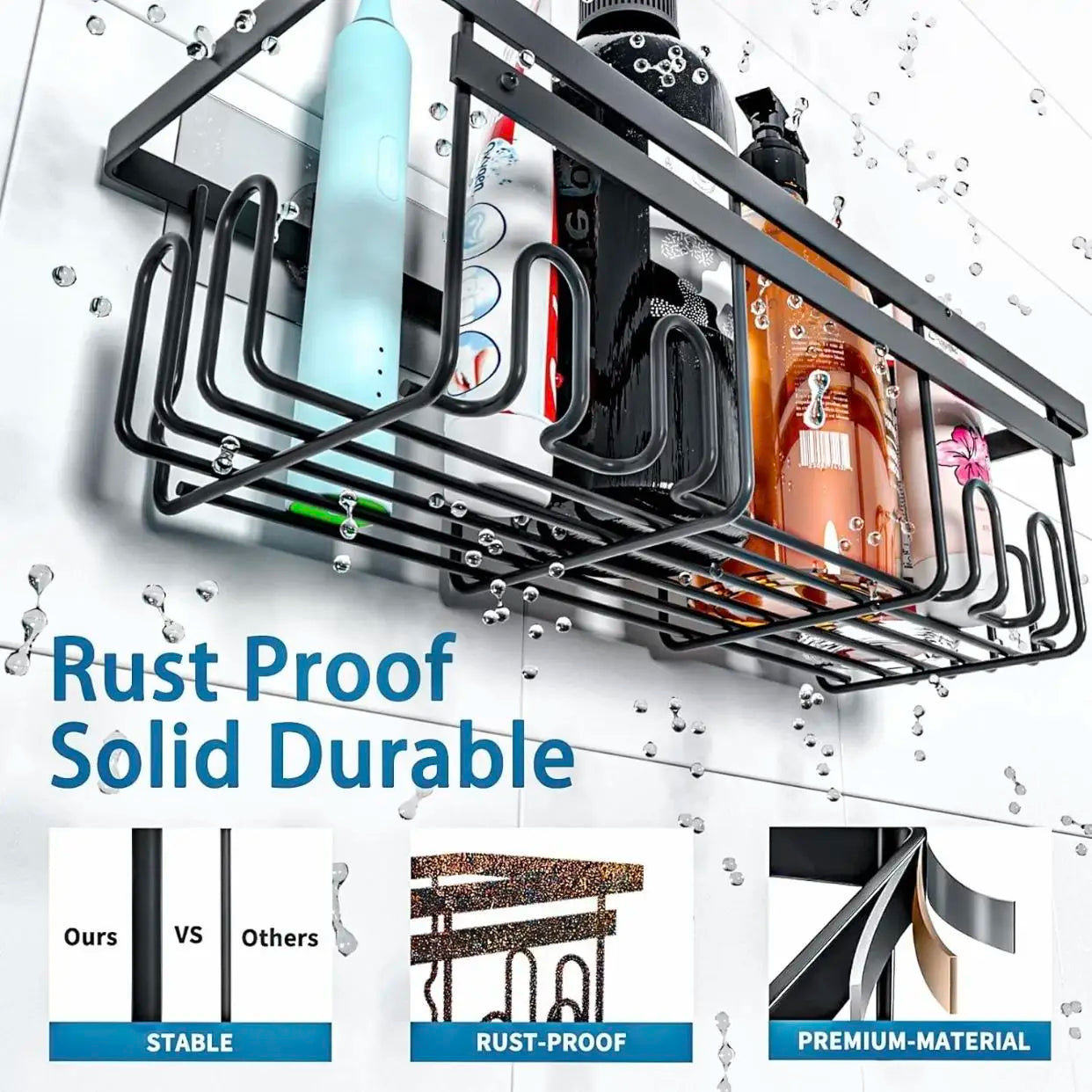 3/5 Pack Shower Organizer , Adhesive Shower Caddy with No Drilling,  Rustproof Stainless Steel for Bathroom and Storage&Kitchen