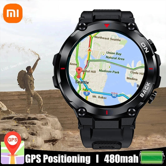 Xiaomi New GPS Position Smart Watch Military Outdoor Sport Fitness Swiming Bracelet Call Reminder Heart Rate Monitor Smartwatch