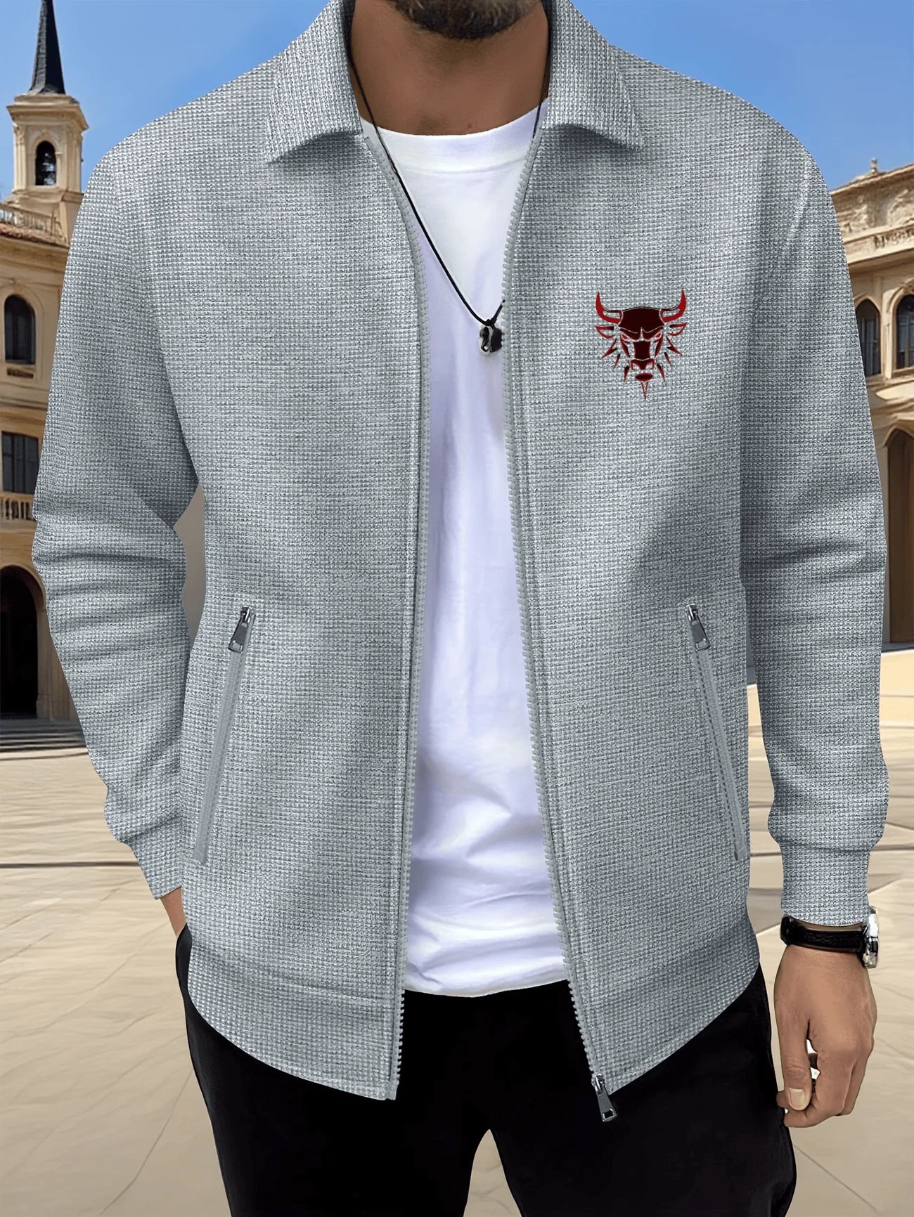 New stylish printed jackets for men, made of comfortable waffle fabric, ideal for daily leisure and work wear
