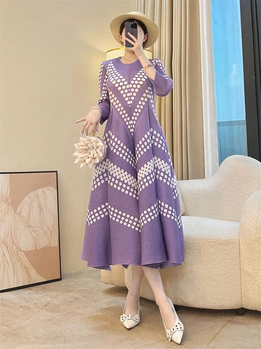 2026 Spring and Summer Loose New Fashion Elegant Dress French Literary Retro Long-sleeved Round Neck Long Dress Women's Clothing