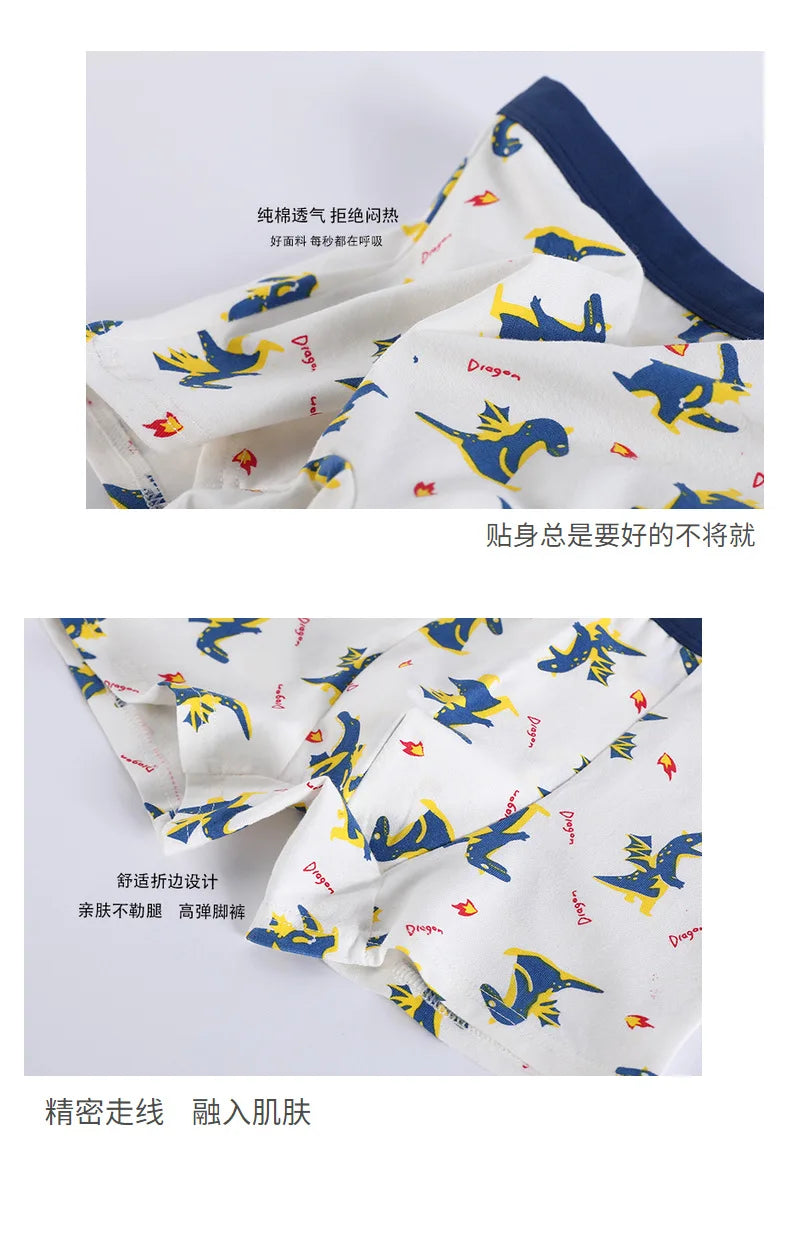 Boys 4 Pcs/lot Underwear Teenagers Panties Boxers Cartoon Printed Shorts for Kids Children's Clothing Baby 100% Cotton Briefs