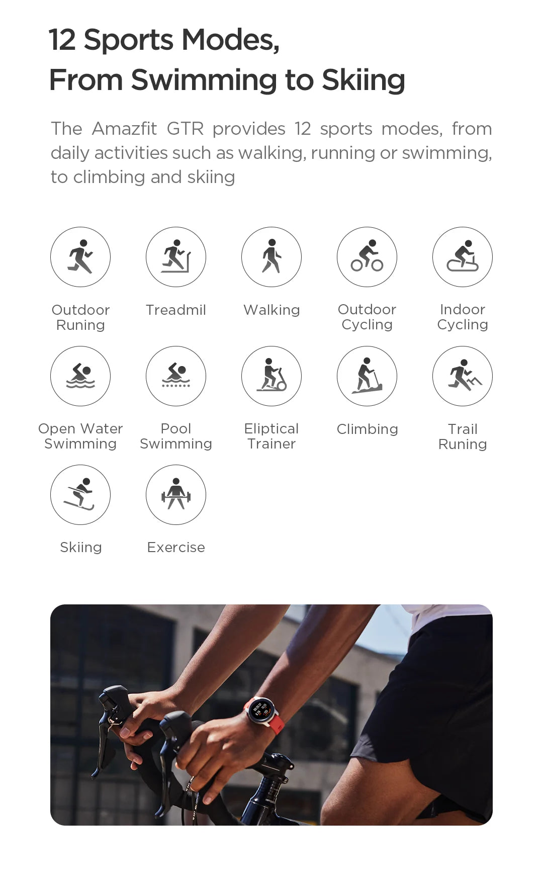 Amazfit Smartwatch GTR 47 5ATM Waterproof Smart Watch Music Control For Android IOS Phone 95 New Used Item No Box