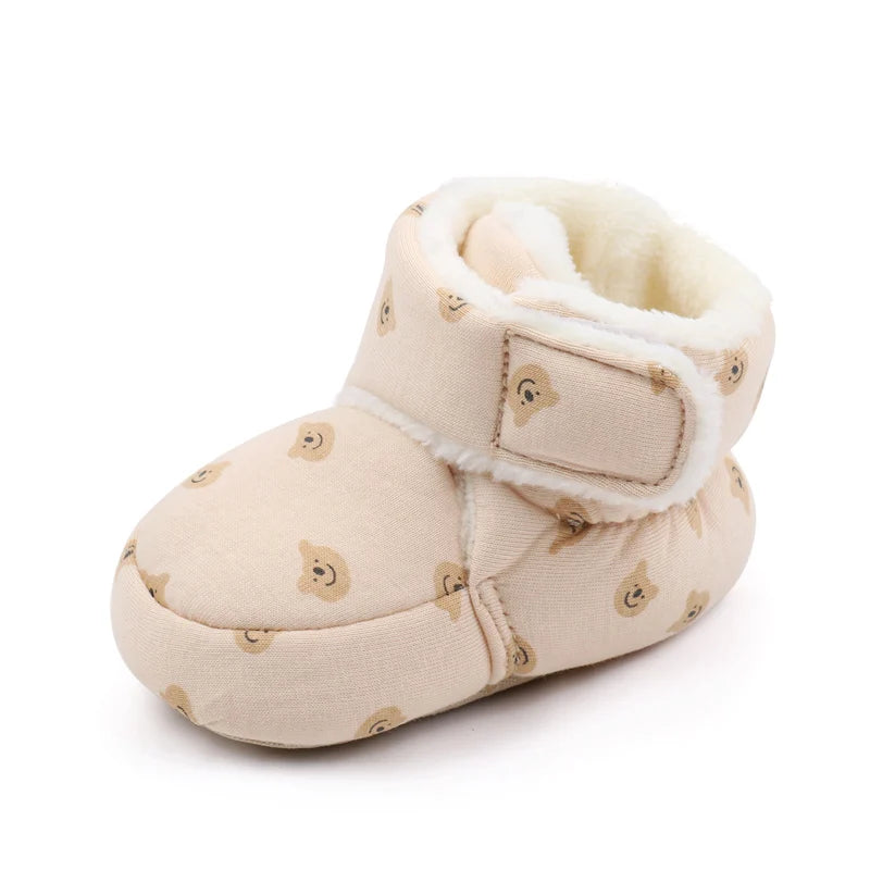 2024 Winter Baby Boots, Infant Girls Boys Warm Fashion Solid Shoes with Fuzzy Balls First Walkers Kid Shoes 0-18M High Quality