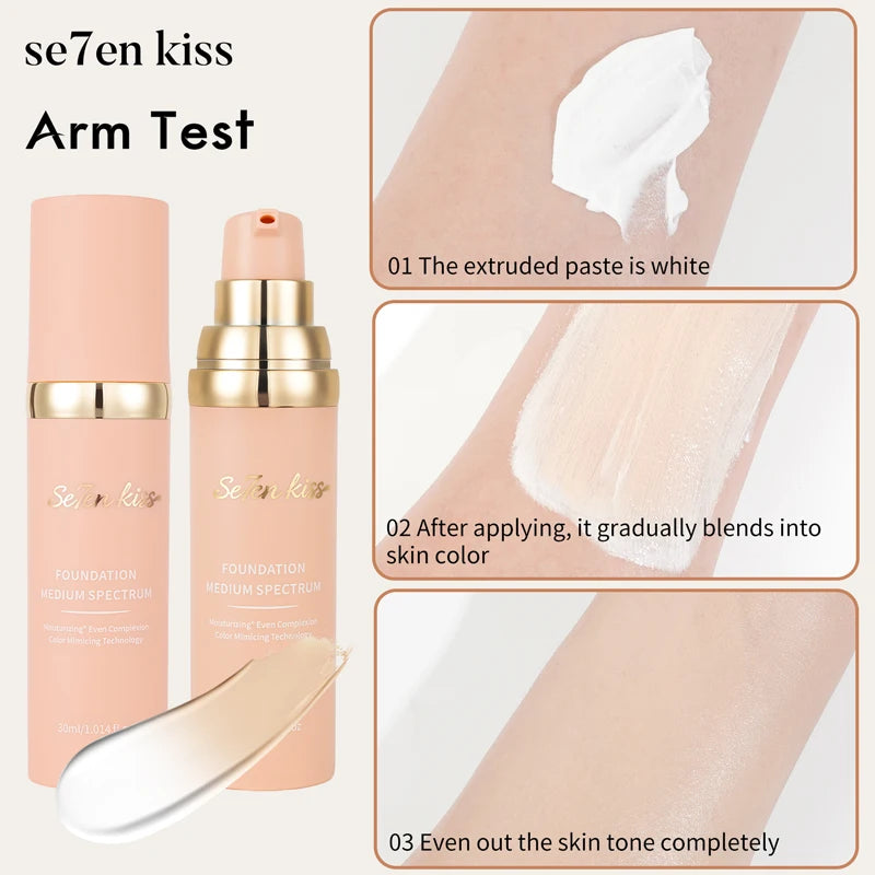Color Changing Liquid Foundation, Waterproof and Sweat Resistant, Durable Formula, Light Fitting, Natural Makeup Effect