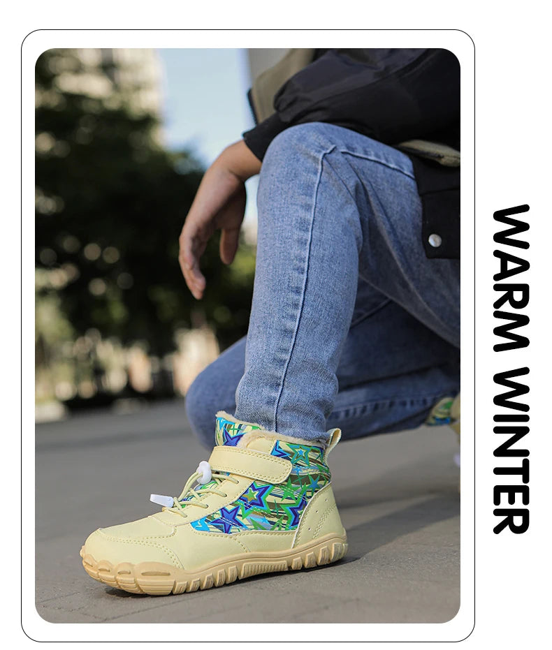 New Parent-child Winter Boots Men and Women Snow BareFoot Outdoor Non-slip Warm Fur Casual Boys/girls Sneakers Kid's Ankle Boots