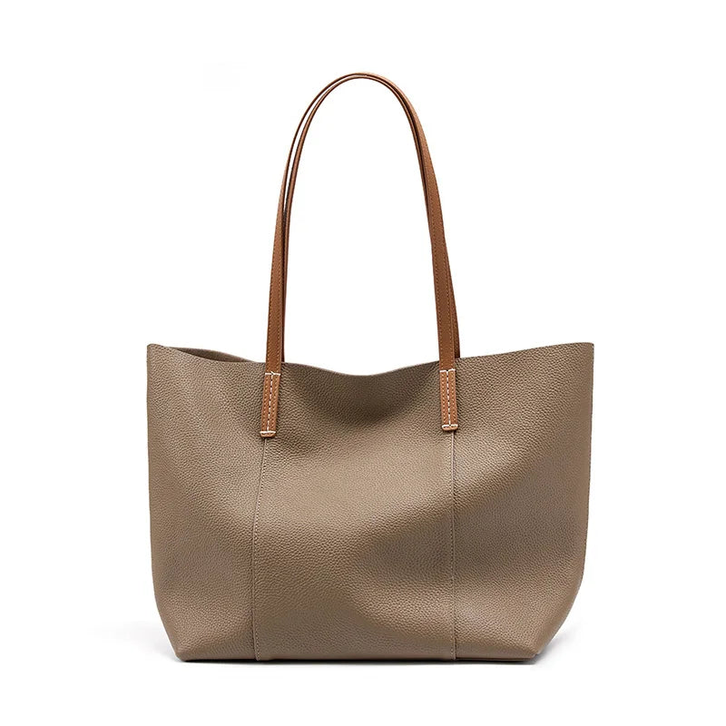100% Genuine Leather Women's Tote Bags Luxury Designer Large Capacity Women Shoulder Bag Soft Cowhide Female Handbags 2378