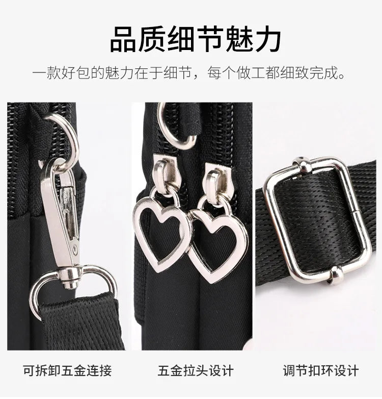 Waterproof Nylon Mobile Phone Versatile Mini Bag Purses Women's Shoulder Cross Body Messenger Bag