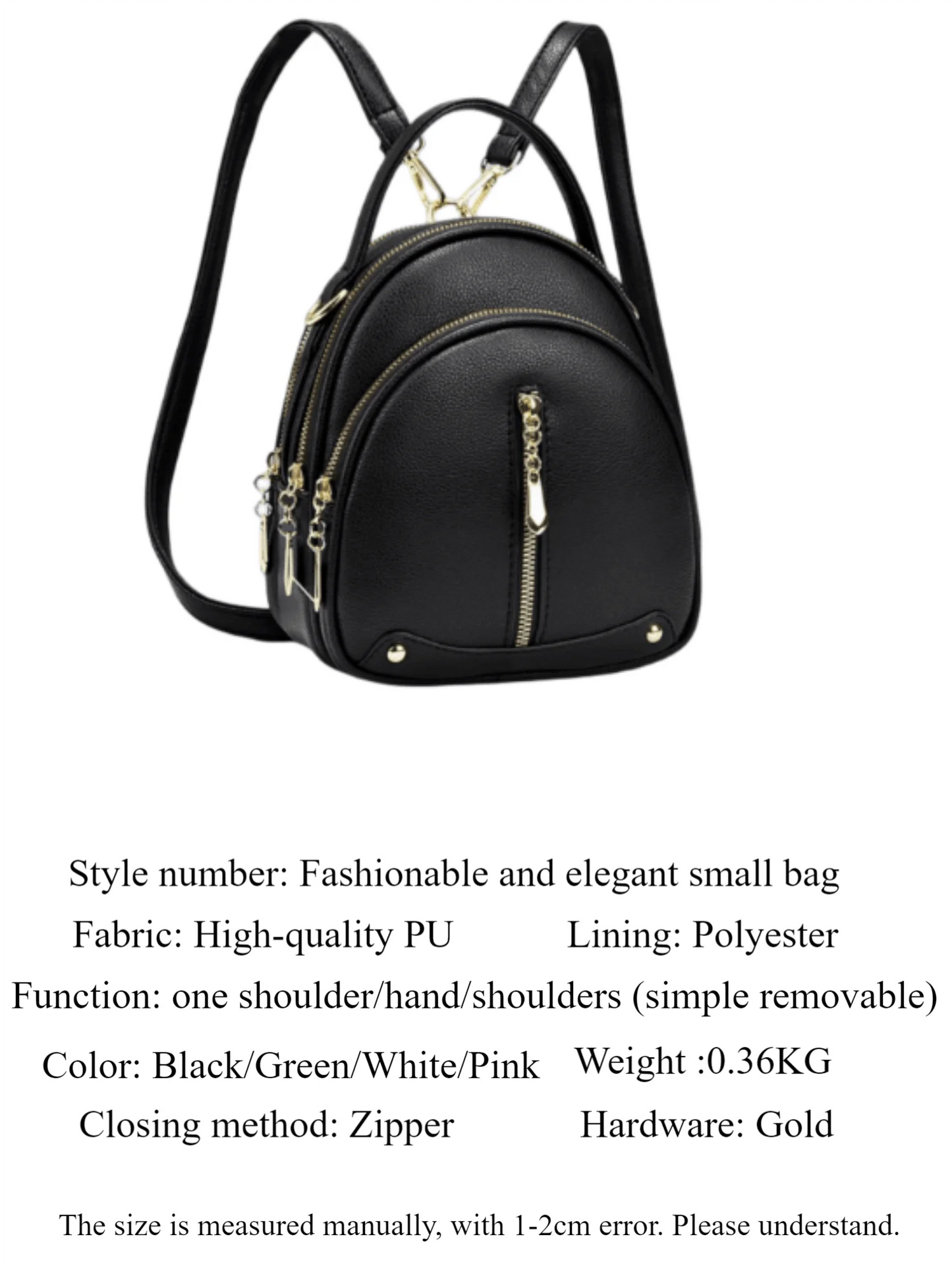 Women's Small Backpack, Light and Multifunctional, High Quality PU Handbag, One Shoulder Sling Student Handbag, Four Seasons