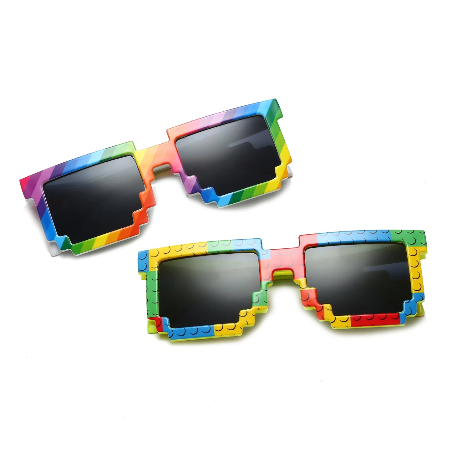 Fashion Kids Sunglasses Small Size And Large Size Sunglasses Mosaic Rainbow Colors Boys And Girls Pixel Glasses Novelty Kid Gift