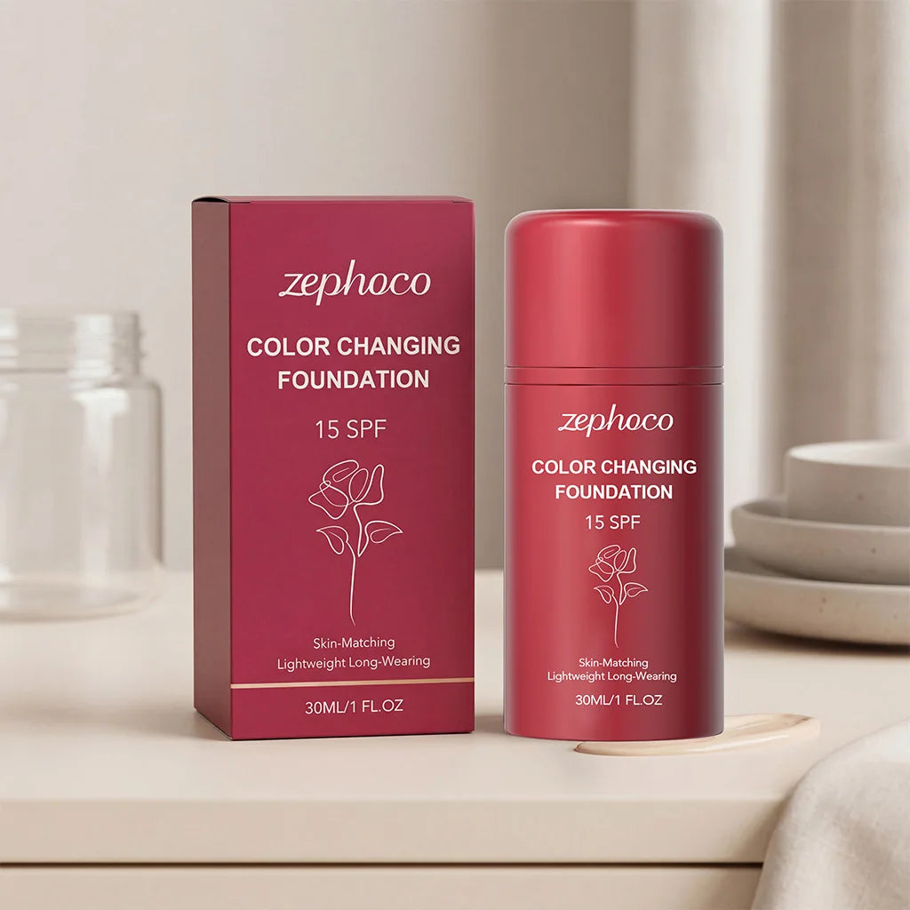 Temperature-Changing Protective Foundation, Hydrating & Sheer, Lightweight & Flawless, Portable for Daily Natural Base Makeup